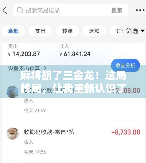 麻将胡了三金龙！这局牌局，让我重新认识了运气与策略的博弈