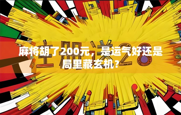 麻将胡了200元，是运气好还是局里藏玄机？