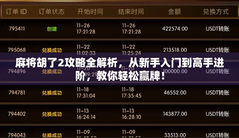 麻将胡了2攻略全解析,从新手入门到高手进阶,教你轻松赢牌! 麻将胡了2攻略全解析,从新手入门到高手进阶,教你轻松赢牌!