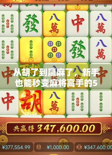 从胡了到赢麻了,新手也能秒变麻将高手的5个秘籍!