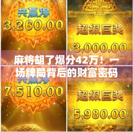 麻将胡了爆分42万!一场牌局背后的财富密码与人性博弈