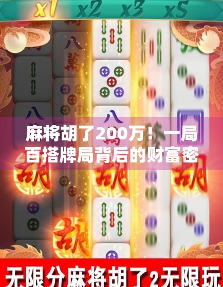 麻将胡了200万！一局百搭牌局背后的财富密码，你真的懂吗？