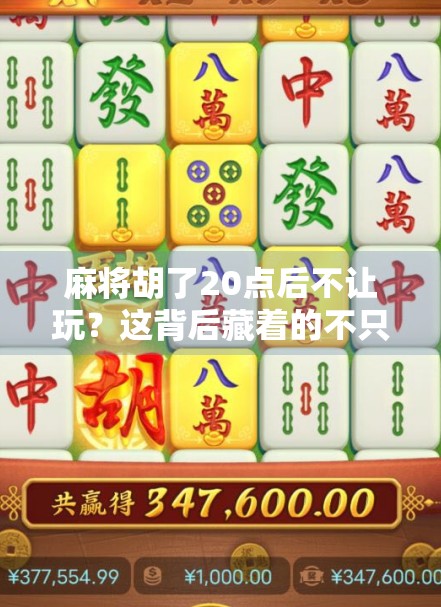 麻将胡了20点后不让玩?这背后藏着的不只是规则,还有人性! 麻将胡了20点后不让玩?这背后藏着的不只是规则,还有人性!