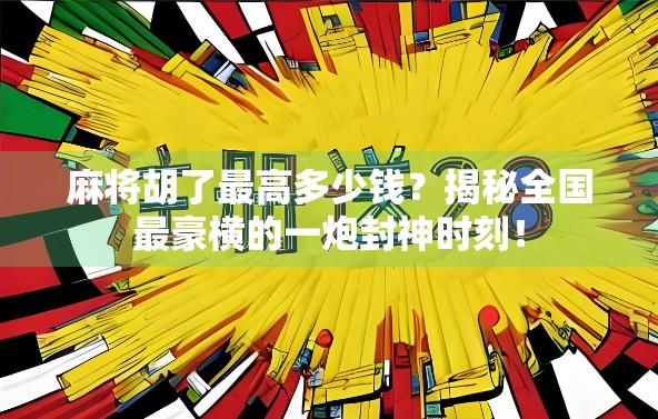 麻将胡了最高多少钱?揭秘全国最豪横的一炮封神时刻! 麻将胡了最高多少钱?揭秘全国最豪横的一炮封神时刻!